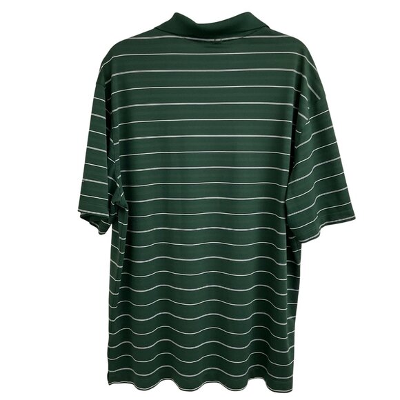 Nike Golf Men's XL Green & White Striped Dri-Fit Short Sleeve Polo Shirt - Picture 2 of 10